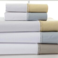 Juego de Sabanas Deshilado con Puño de Color - 300 hilos