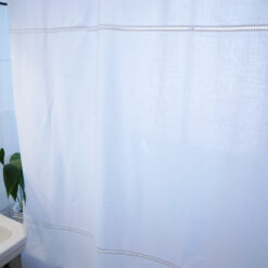 Cortina de Baño con deshilado 144 hilos color blanco 1,80x1,80