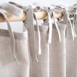 Cortina de baño con amarras en Lino Culla 1,80x1,80